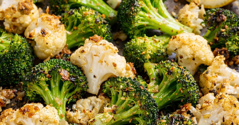 Garlic Roasted Broccoli & Cauliflower