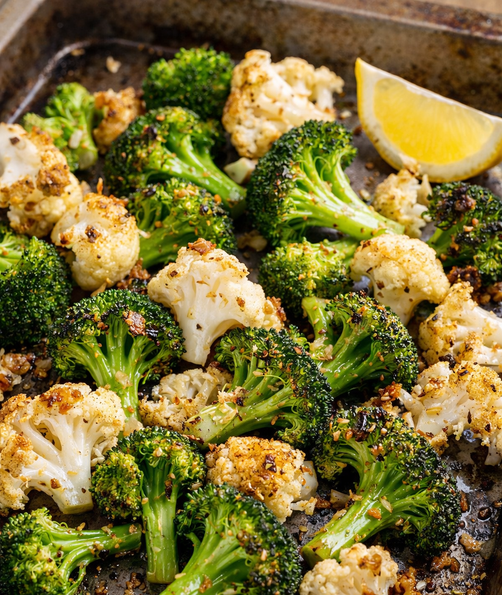 Garlic Roasted Broccoli & Cauliflower