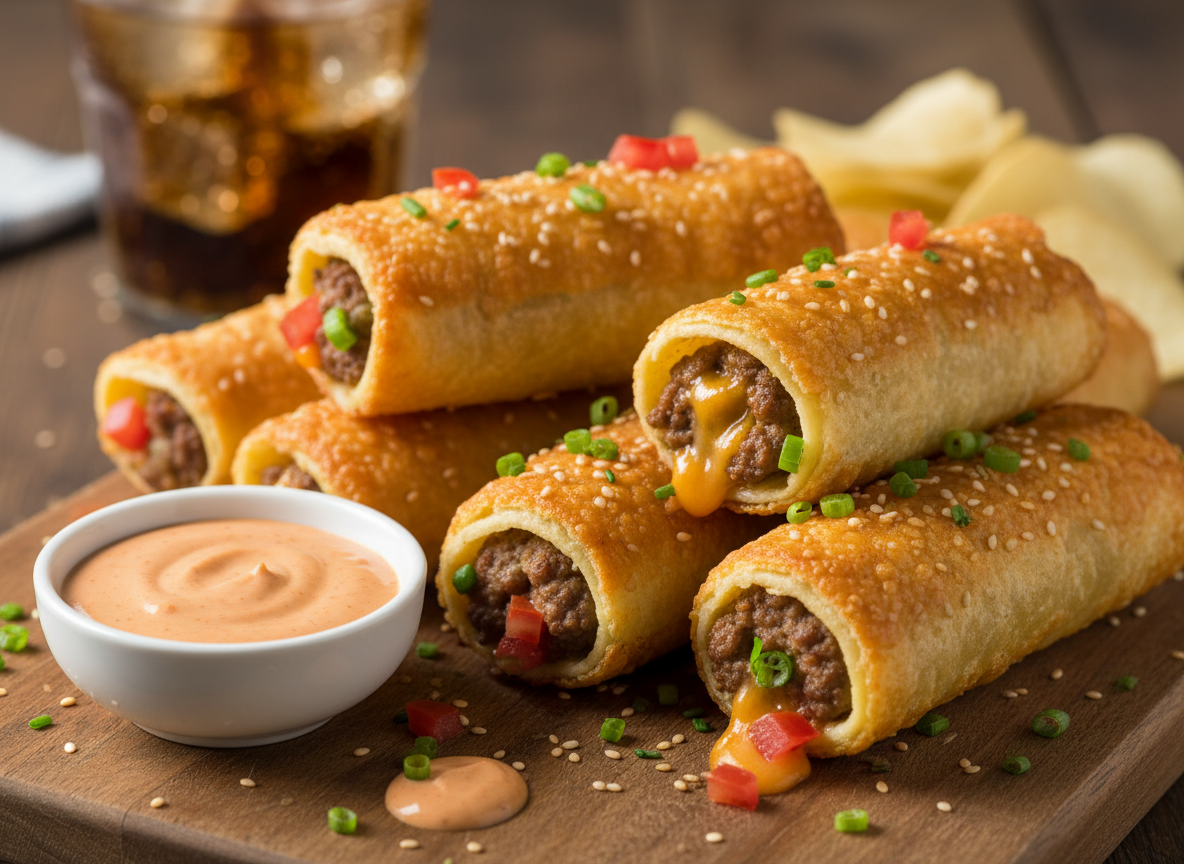 Classic cheeseburger in a crispy wrapper