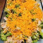 Creamy chicken and broccoli in a rich, cheesy sauce served hot