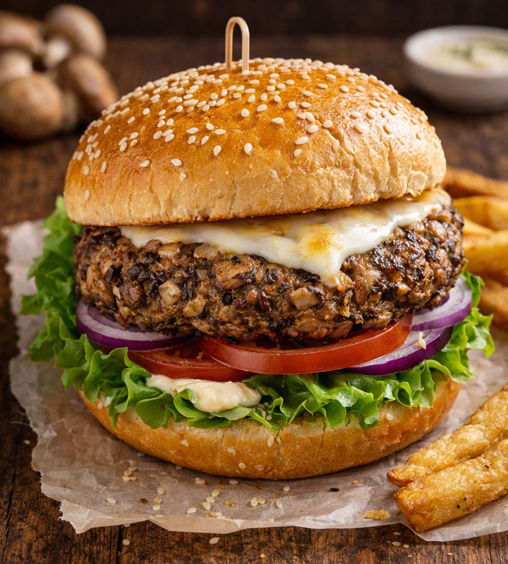 Ultimate Mushroom Burger with Garlic & Herbs